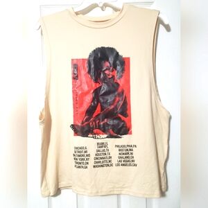 Graphic Print Sleeveless Top - Cream and Red